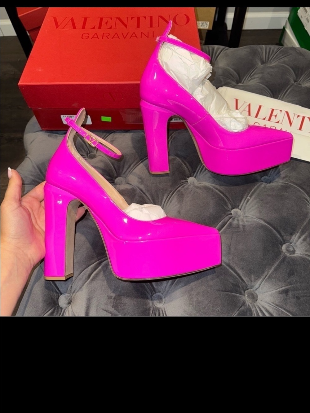 Size 38.5 Valentino Garavani 135mm Tan-go patent leather pumps Hot Pink